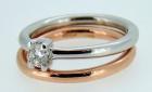 Anello oro bianco 750%° con brillante ct 0.22 + Fede oro rosa 750%°